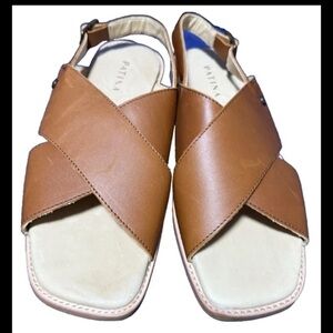 Patina Portland Leather Brown Crossover Handmade in Mexico Flat Sandals Size 10